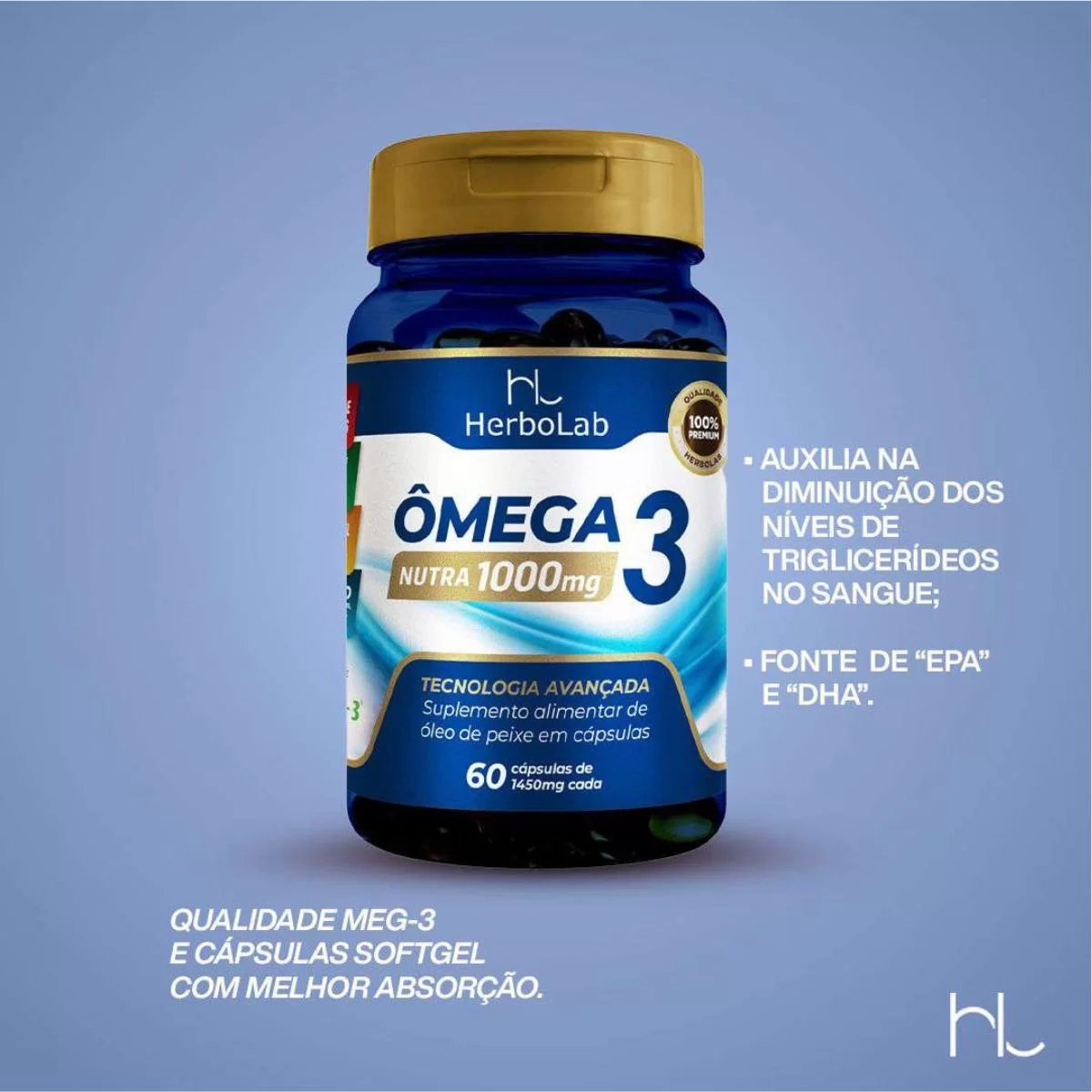 Ômega Nutra (Óleo De Peixe) 60 Caps - Herbolab image hover